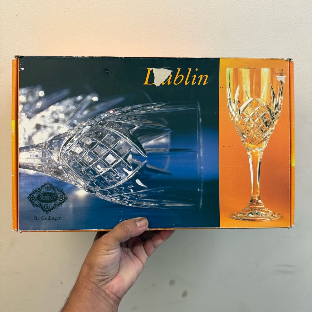 Dublin Set of Four 9oz 24% Lead Crystal Goblets by Godinger